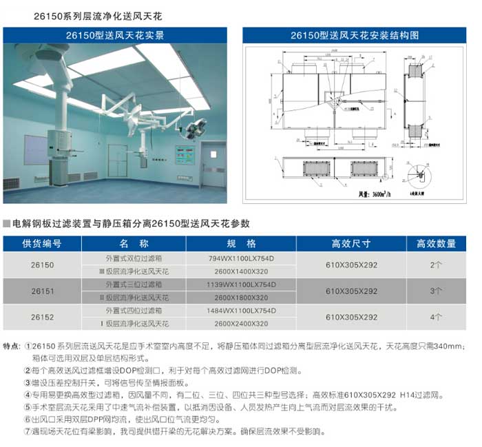 医院医用层流净化送风天花