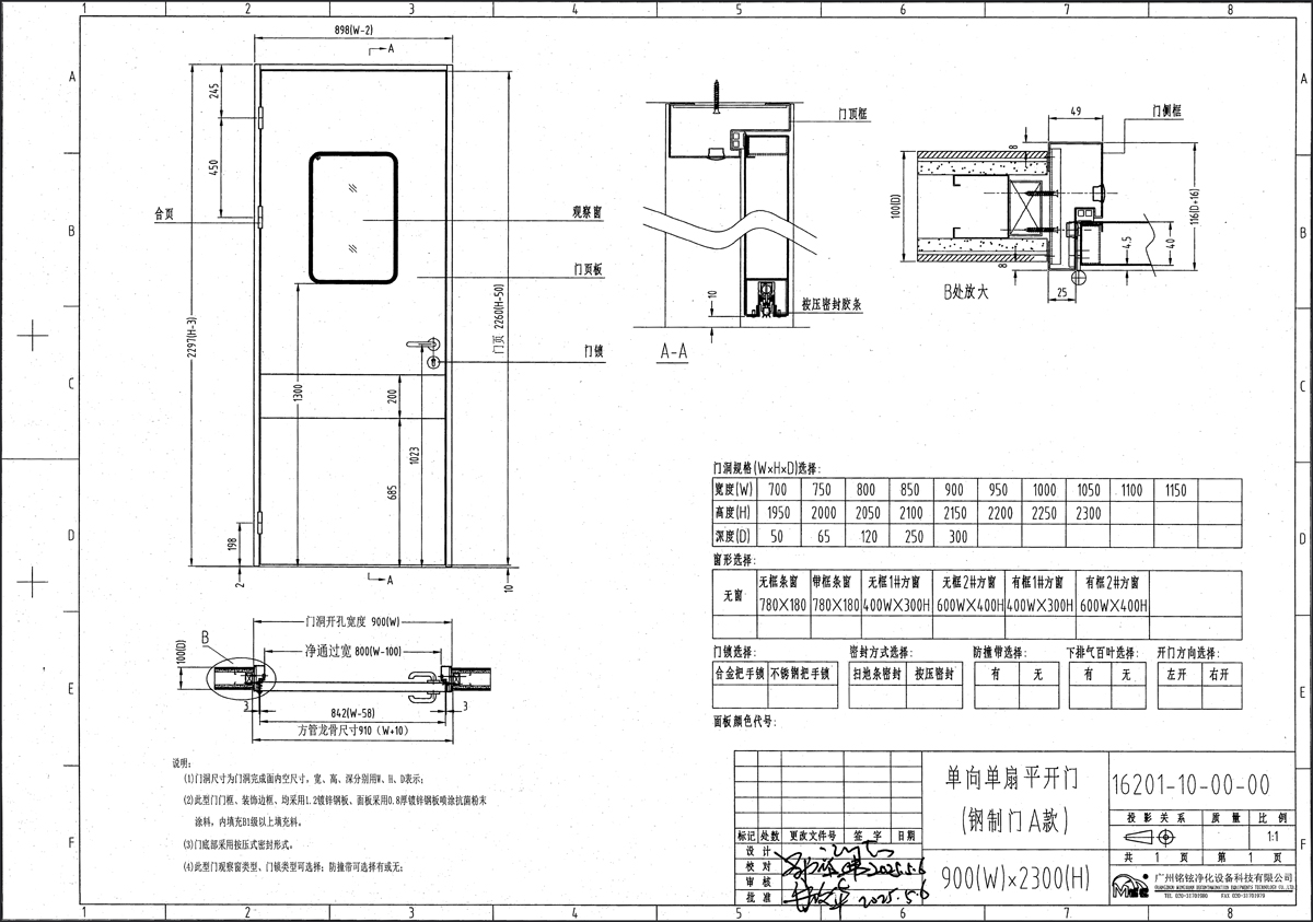 04#单向单扇平开门（刚制门）