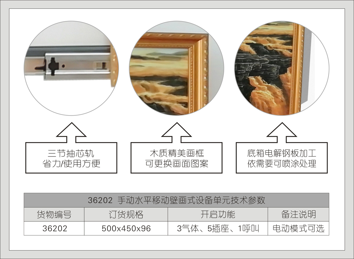 4#36202手动水平移动壁画式设备单元