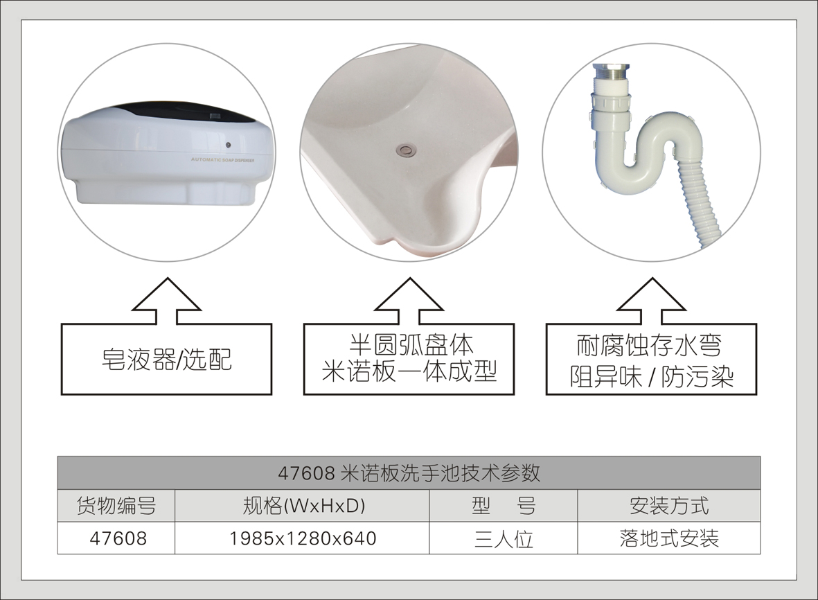 12#47608米诺板三人位洗手池(E系列)
