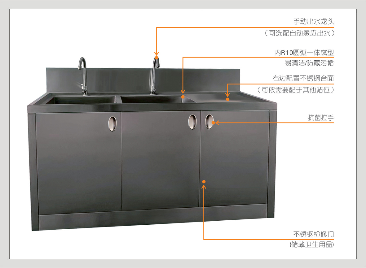 15#48103不锈钢三人位污洗池